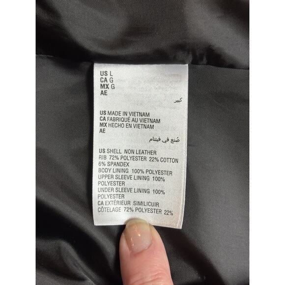 Style&Co Faux Leather Biker Moto Jacket Black Large Zip Front Pockets - Picture 5 of 14